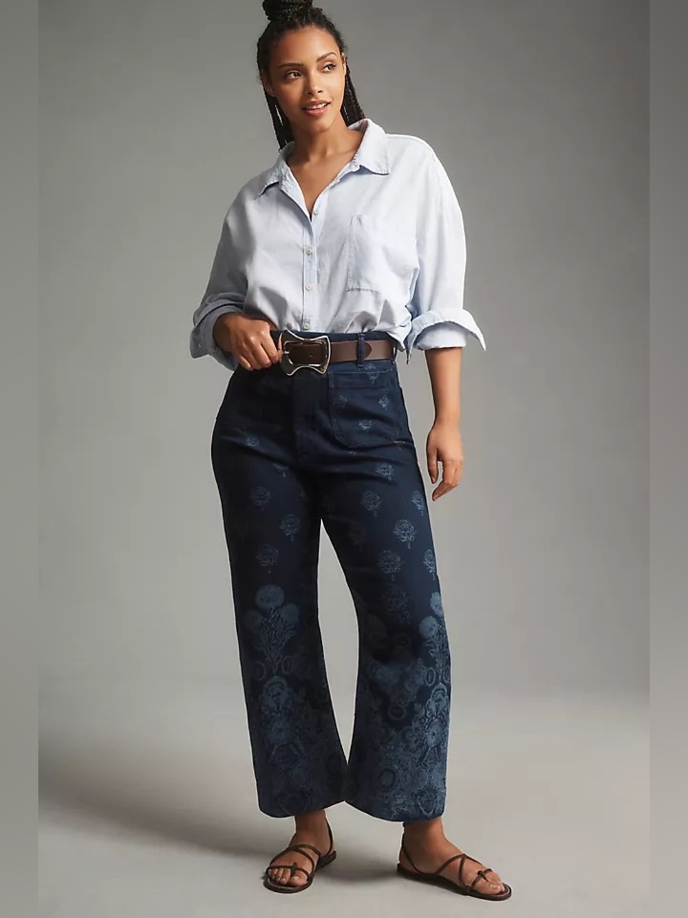 MAEVE • the Colette cropped wide leg jeans - shu print - size 30 Anthropologie